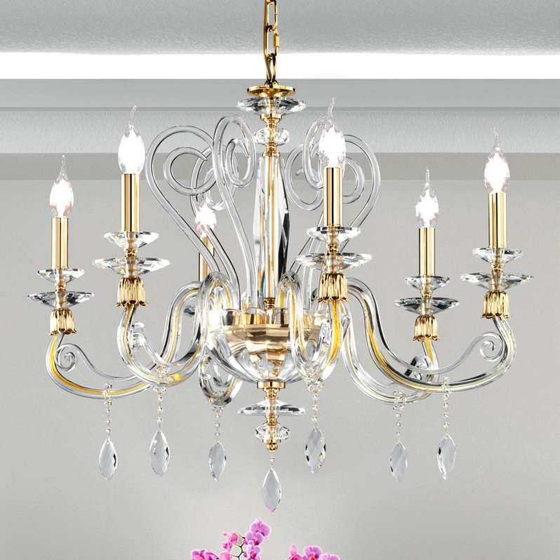 Итальянская люстра AURORA L6/Clear-Gold фабрики EUROLUCE LAMPADARI