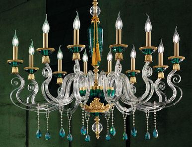 Итальянская люстра BAROCCO lux L12/Green-Gold фабрики EUROLUCE LAMPADARI