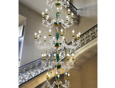 Итальянская люстра BAROCCO Superlux Special Edition L40/Green-Gold фабрики EUROLUCE LAMPADARI