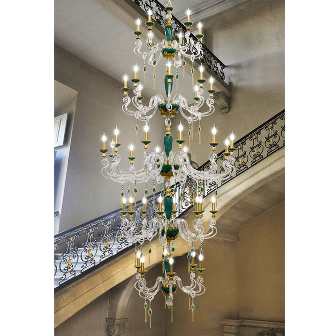 Итальянская люстра BAROCCO Superlux Special Edition L40/Green-Gold фабрики EUROLUCE LAMPADARI