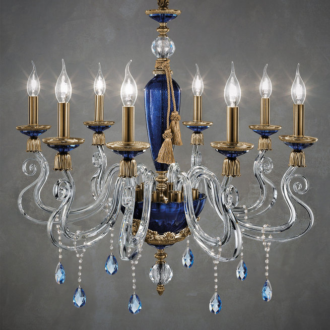 Итальянская люстра BAROCCO Lux L8/Blue-Gold фабрики EUROLUCE LAMPADARI