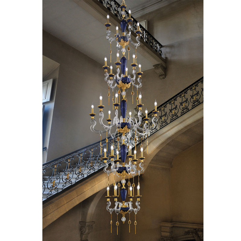 Итальянская люстра BAROCCO Superlux Special Edition L28/Blue-Gold фабрики EUROLUCE LAMPADARI