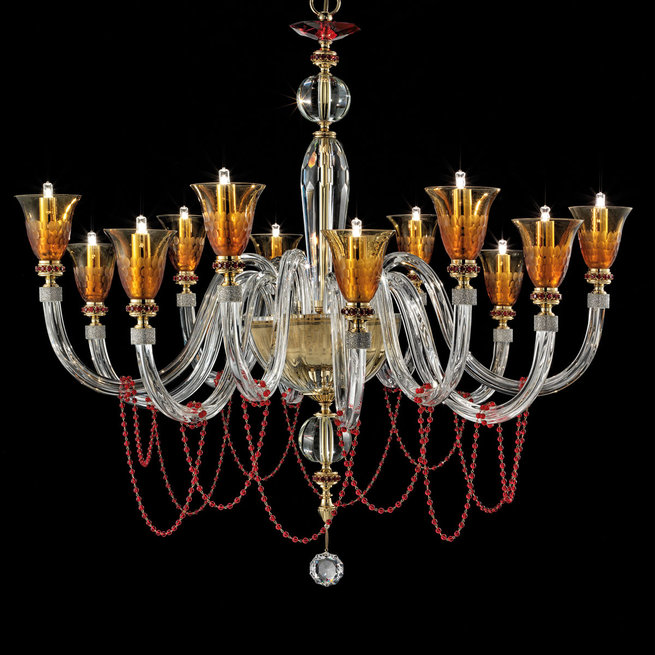 Итальянская люстра CLAIRE L6+6/Amber фабрики EUROLUCE LAMPADARI