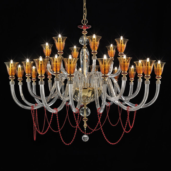 Итальянская люстра CLAIRE L12+6+6/Amber фабрики EUROLUCE LAMPADARI