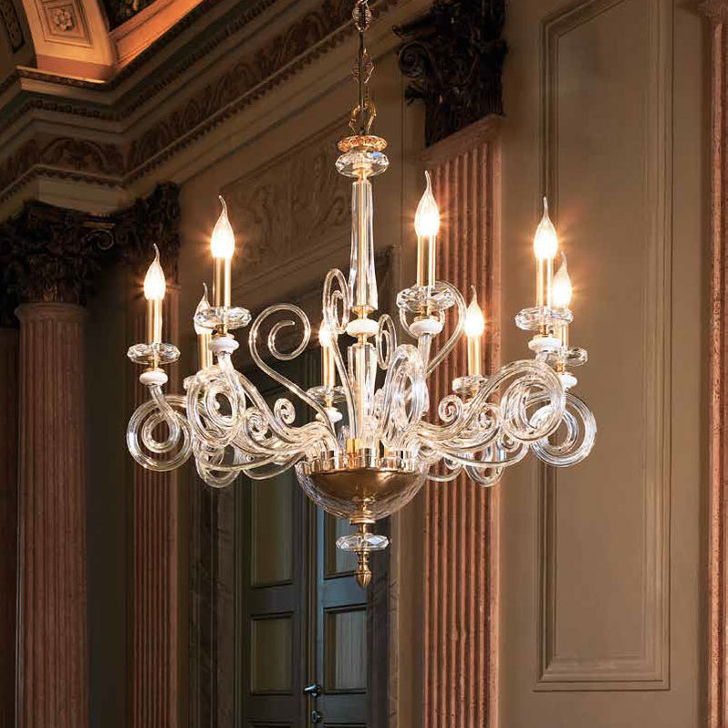 Итальянская люстра CLOE L8/White-Gold фабрики EUROLUCE LAMPADARI