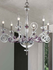 Итальянская люстра CLOE L6/Wisteria-Silver фабрики EUROLUCE LAMPADARI