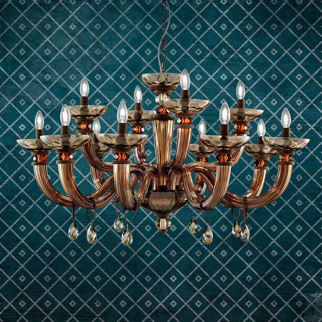 Итальянская люстра DAHLIA L6+3/Brown фабрики EUROLUCE LAMPADARI