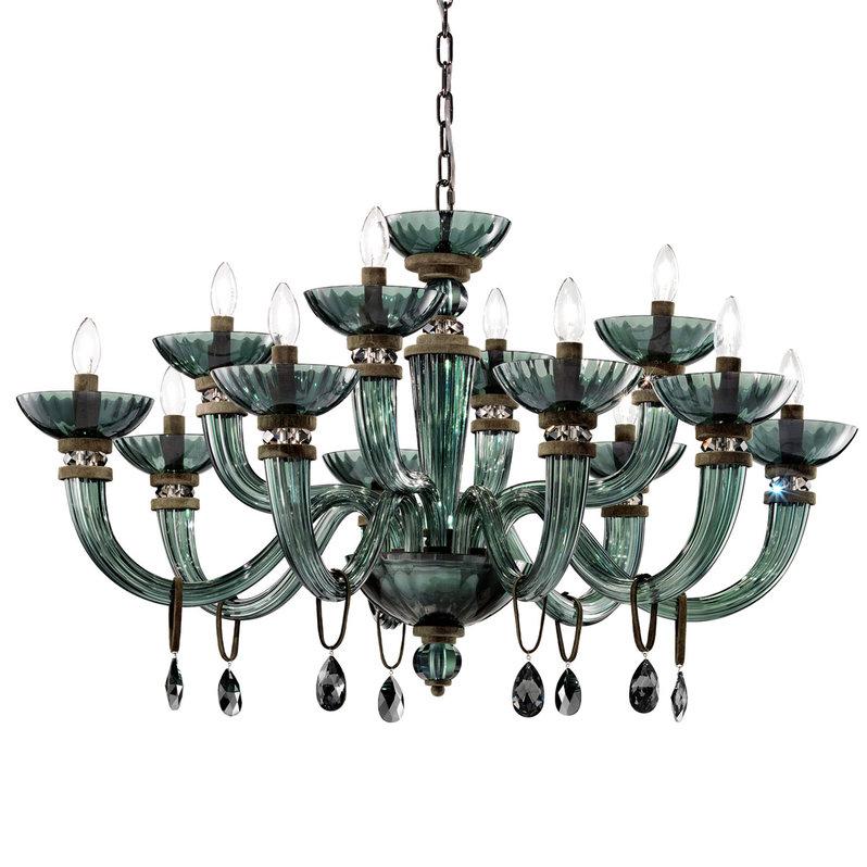 Итальянская люстра DAHLIA L8+4/Green фабрики EUROLUCE LAMPADARI