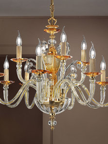 Итальянская люстра DONATELLO Alicante L8+4/Amber фабрики EUROLUCE LAMPADARI