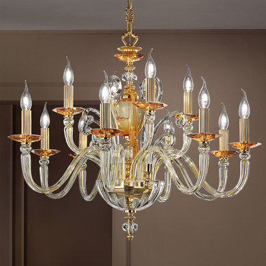 Итальянская люстра DONATELLO Alicante L8+4/Amber фабрики EUROLUCE LAMPADARI