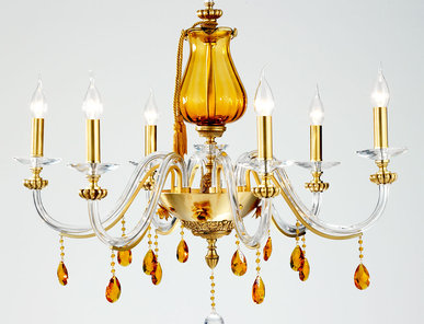 Итальянская люстра FLORA decor L6/Amber фабрики EUROLUCE LAMPADARI