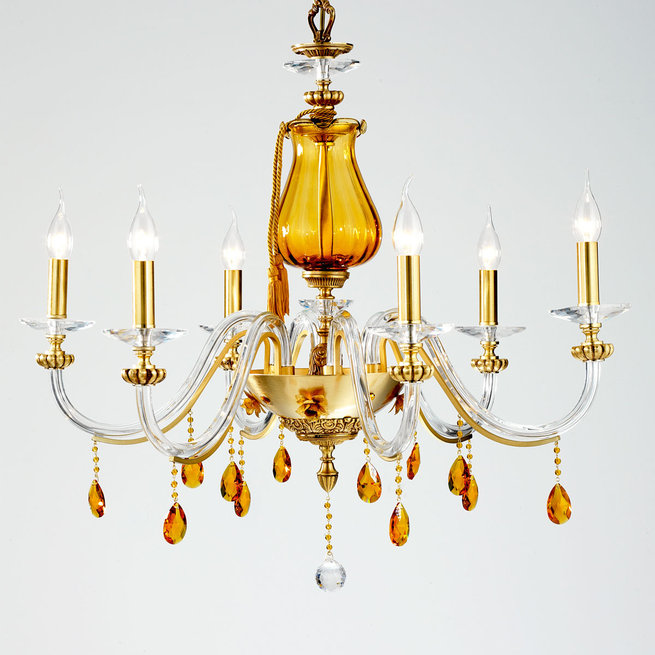 Итальянская люстра FLORA decor L6/Amber фабрики EUROLUCE LAMPADARI