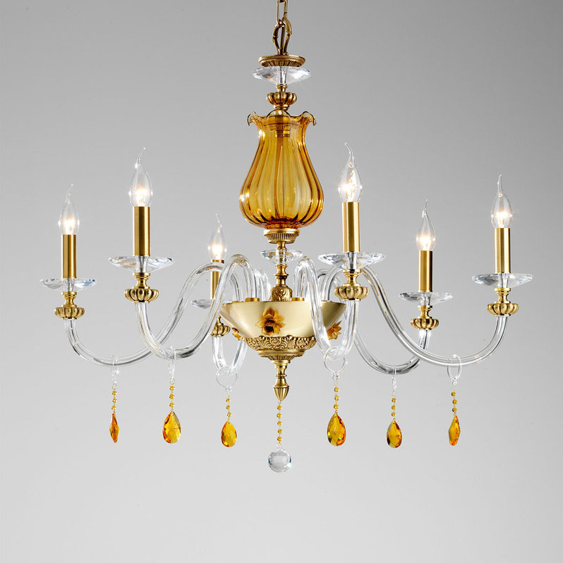 Итальянская люстра FLORA L6/Amber фабрики EUROLUCE LAMPADARI