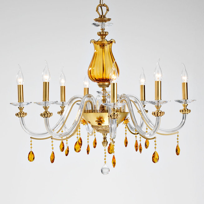 Итальянская люстра FLORA decor L8/Amber фабрики EUROLUCE LAMPADARI