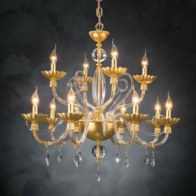 Итальянская люстра FLORENTIA L8+4/Gold фабрики EUROLUCE LAMPADARI