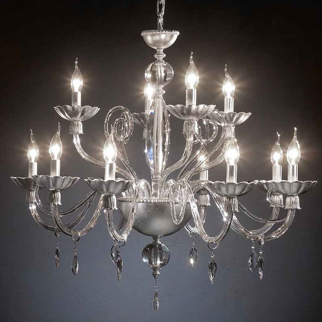 Итальянская люстра FLORENTIA L8+4/Silver фабрики EUROLUCE LAMPADARI