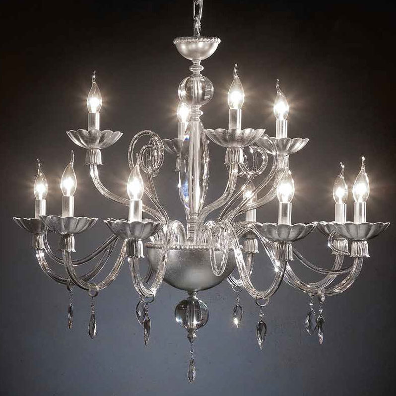 Итальянская люстра FLORENTIA L8+4/Silver фабрики EUROLUCE LAMPADARI