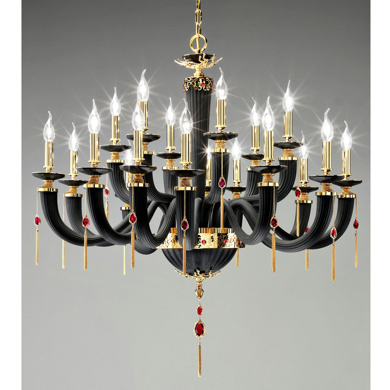 Итальянская люстра JULIENNE Black&Gold L12+6 фабрики EUROLUCE LAMPADARI