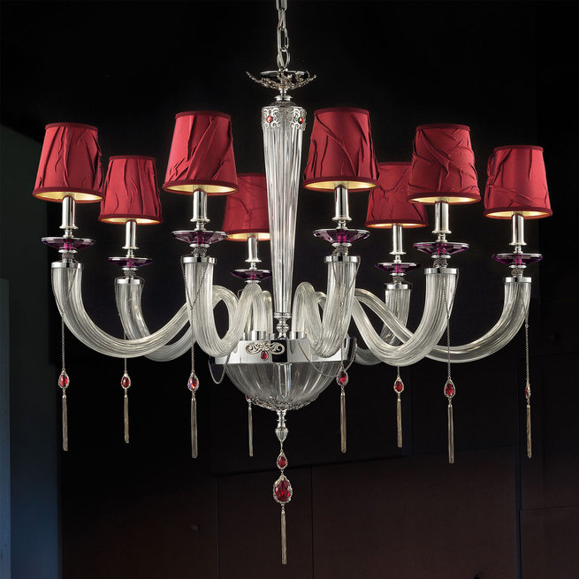 Итальянская люстра JULIENNE Clear shade L8 / Bordeaux - Chrome фабрики EUROLUCE LAMPADARI