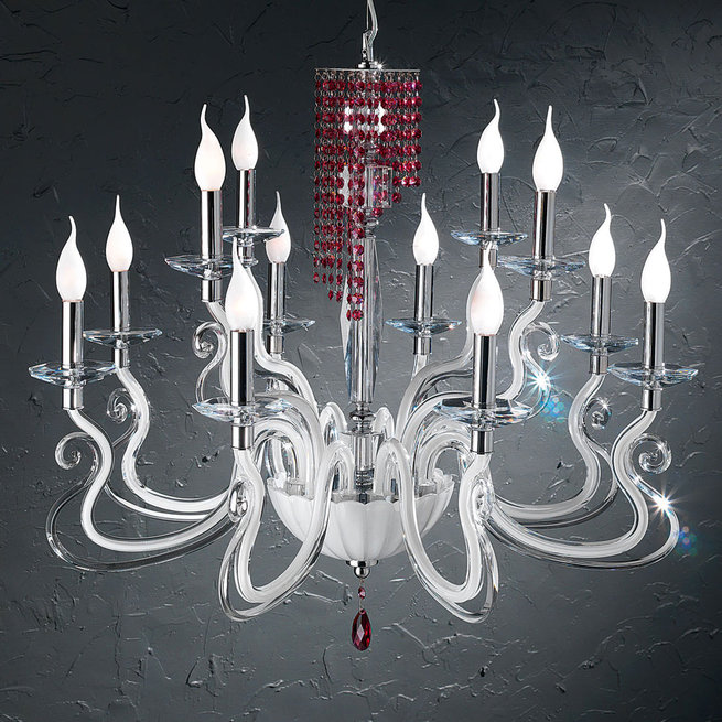 Итальянская люстра VENICE Superlux L8+4/White-Violet фабрики EUROLUCE LAMPADARI