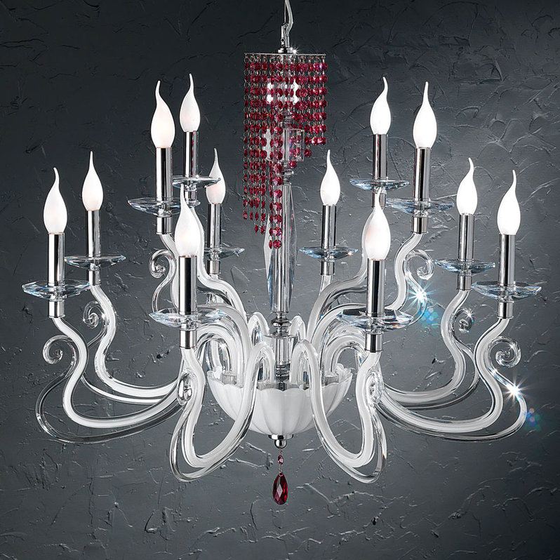 Итальянская люстра VENICE Superlux L8+4/White-Violet фабрики EUROLUCE LAMPADARI