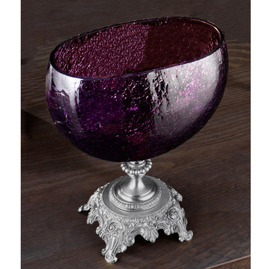 Итальянская ваза BAROCCO Elliptical tray/Violet-Silver фабрики EUROLUCE LAMPADARI