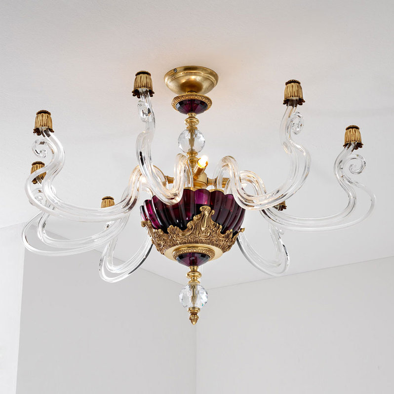 Итальянская люстра BAROCCO PL4/Violet-Gold фабрики EUROLUCE LAMPADARI