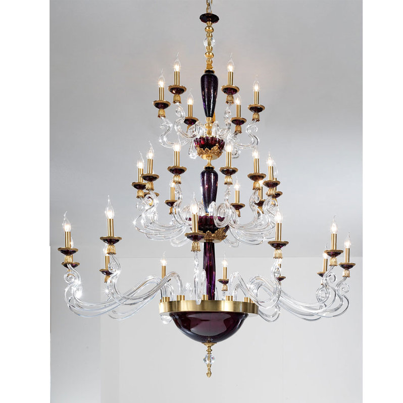 Итальянская люстра BAROCCO L12+12+6/H200/Violet-Gold фабрики EUROLUCE LAMPADARI