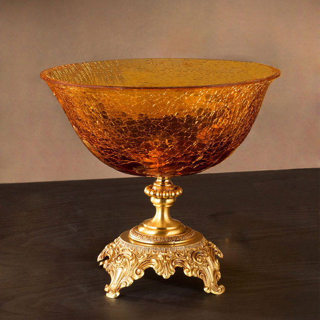 Итальянская ваза BAROCCO Centrepiece/Amber-Gold фабрики EUROLUCE LAMPADARI