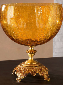 Итальянская ваза BAROCCO Elliptical tray/Amber-Gold фабрики EUROLUCE LAMPADARI