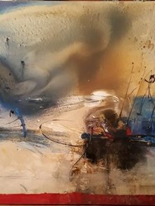 Картина "Брошенный берег",  110х130, смешанная техника, Эльдар Кавшбая, 2016г.