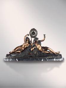 Итальянская бронзовая статуя Bacchantes with clock фабрики Fonderia Artistica Ruocco