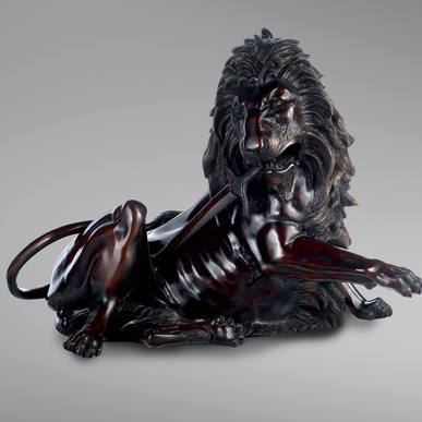 Итальянская бронзовая статуя Wounded lion фабрики Fonderia Artistica Ruocco