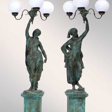 Итальянские бронзовые статуи Coppia gitane da giardino фабрики Fonderia Artistica Ruocco