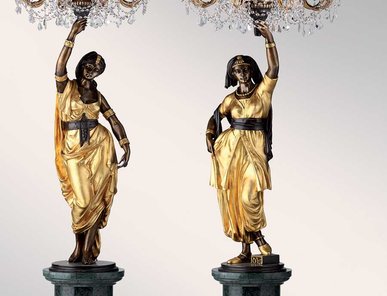 Итальянские бронзовые канделябры Gitane with Murano chandelier фабрики Fonderia Artistica Ruocco