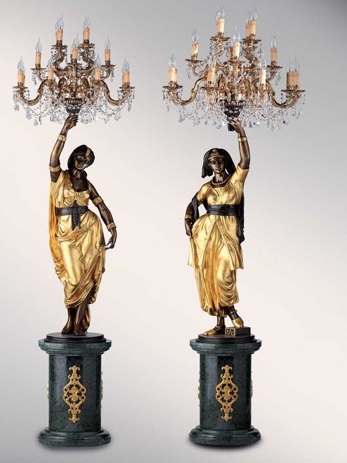 Итальянские бронзовые канделябры Gitane with Murano chandelier фабрики Fonderia Artistica Ruocco
