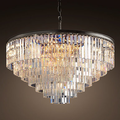 Люстра Odeon Clear Glass Hanging Chandelier 7 Rings фабрики Restoration Hardware