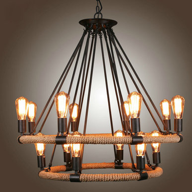 Люстра Loft Chandelier Filament Rope Double фабрики Restoration Hardware