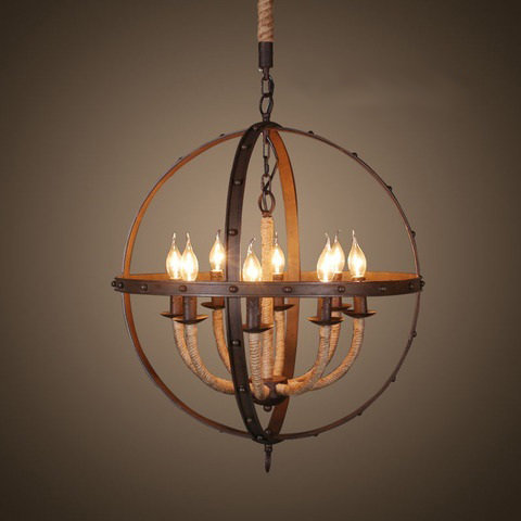 Люстра Loft Iron Ring Chandelier Rope фабрики Restoration Hardware