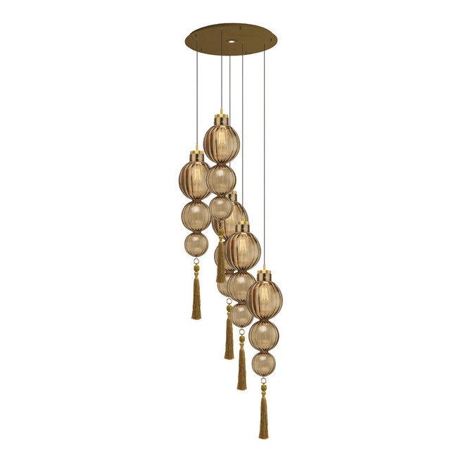 Люстра MEDINA ROUND 5 LIGHT ANTIQUE BRASS фабрики HEATHFIELD & CO