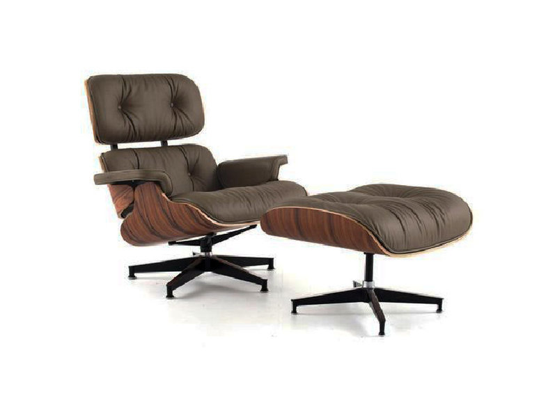 Кресло Eames Style Lounge Chair & Ottoman Premium коричневая кожа от дизайнера CHARLES & RAY EAMES