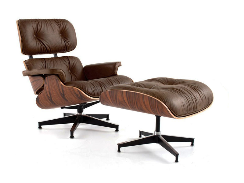Кресло Eames Style Lounge Chair & Ottoman Premium состаренная кожа от дизайнера CHARLES & RAY EAMES