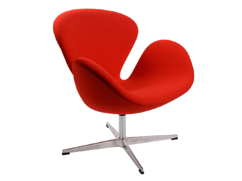 Кресло Style Swan Chair красная шерсть от дизайнера Arne Jacobsen