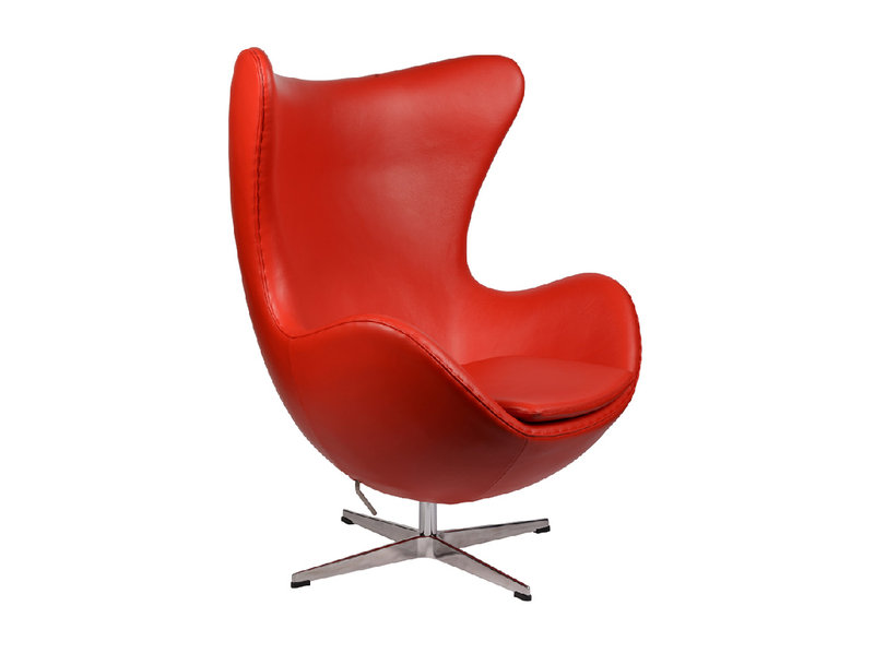 Кресло Egg Chair RedDeluxML035 база алюминий, кожа красная от дизайнера Arne Jacobsen