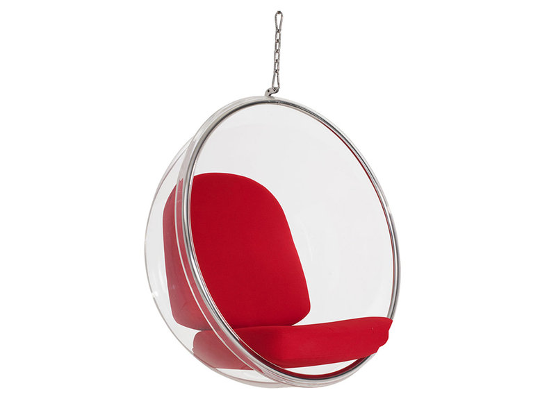 Кресло Bubble Chair красные подушки от дизайнера Eero Aarnio