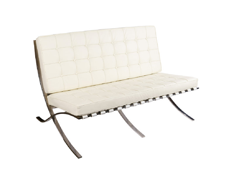 Диван Loveseat Sofa белая кожа от дизайнера LUDWIG MIES VAN DER ROHE