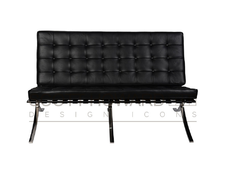 Диван Loveseat Sofa черная кожа от дизайнера LUDWIG MIES VAN DER ROHE