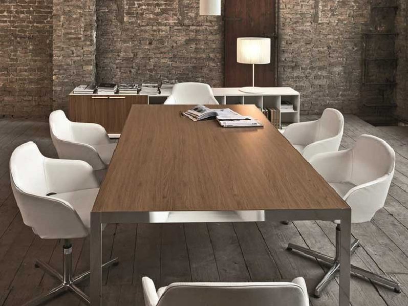 Дизайнерский стол Frame Cotto хром/жженый дуб 220 см фабрики Sinetica