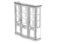3-дверная витрина (задняя стенка: ткань)