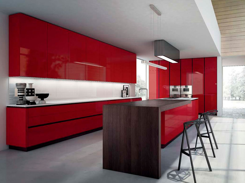 Итальянская кухня Royale Glossy Laminate Red фабрики RASTELLI